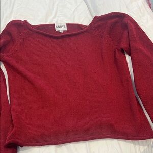 SNDYS Women's Off-the-Shoulder Burgundy Sweater